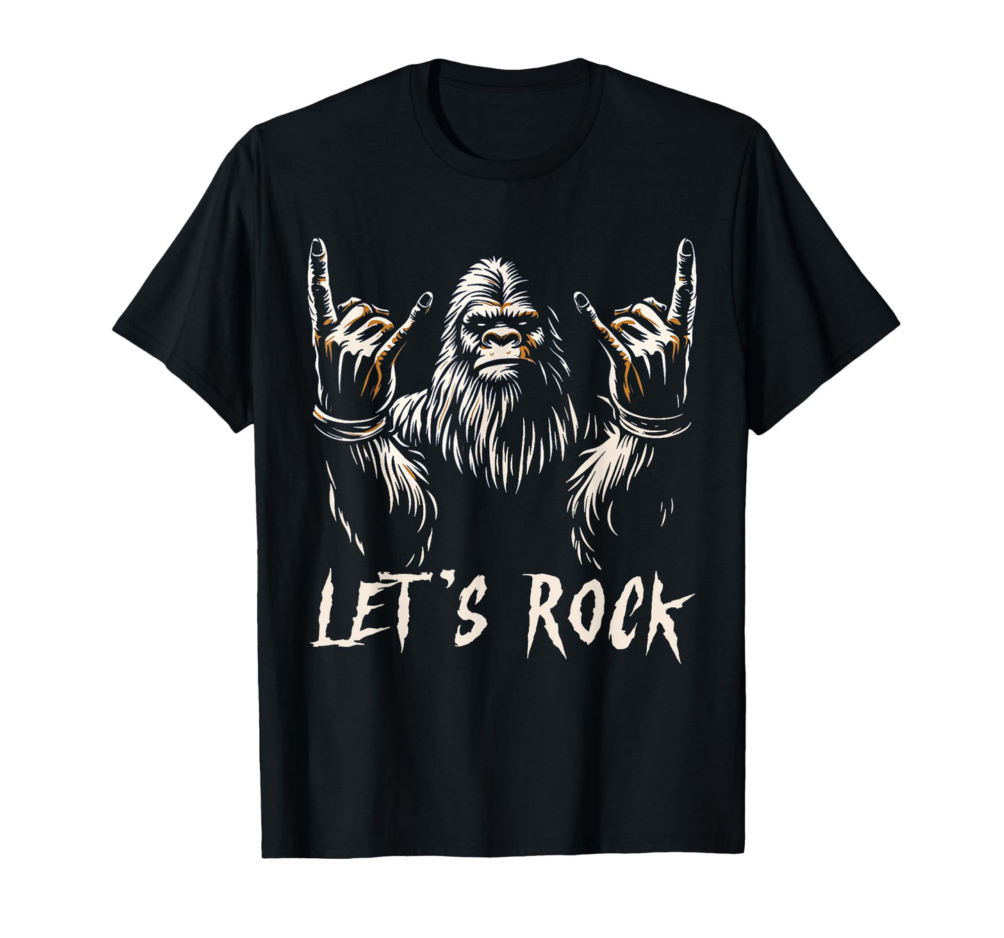 Bigfoot Rock On Funny Sasquatch Rock and Roll Let's Rock T-Shirt