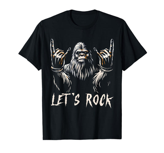 Bigfoot Rock On Funny Sasquatch Rock and Roll Let's Rock T-Shirt