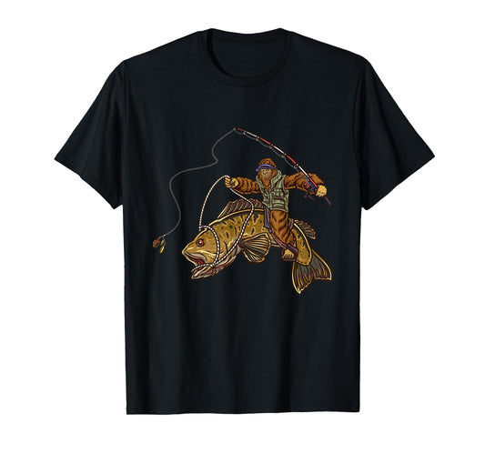 Smallmouth Bass Fishing Bigfoot Fisherman T-Shirt