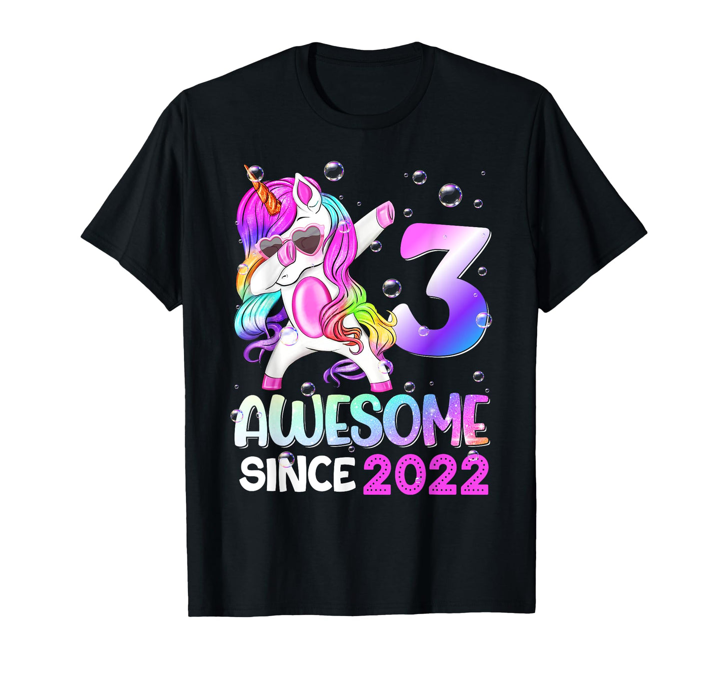 Awesome Since 2022 Dabbing Unicorn 3th Birthday T-Shirt