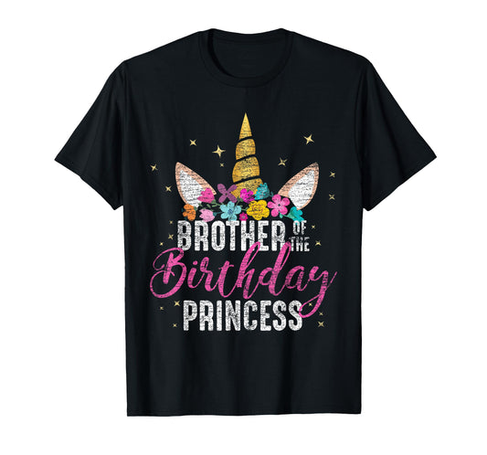 Brother Of The Birthday Princess Gift Unicorn Birthday T-Shirt