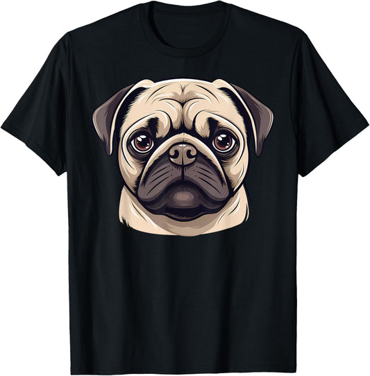Cute Pug Face Cartoon Puppy Dog Lover T-Shirt