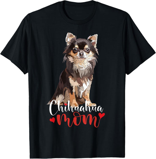 Chihuahua Mama Chihuahua Long Haired Mom Mommy Chiwawa Dog T-Shirt