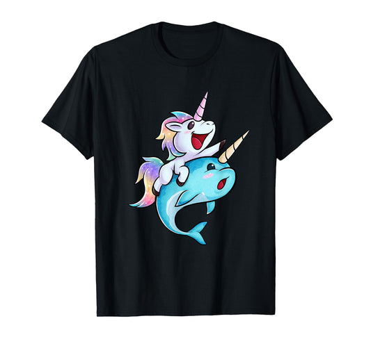 Unicorn Riding A Narwhal T-Shirt