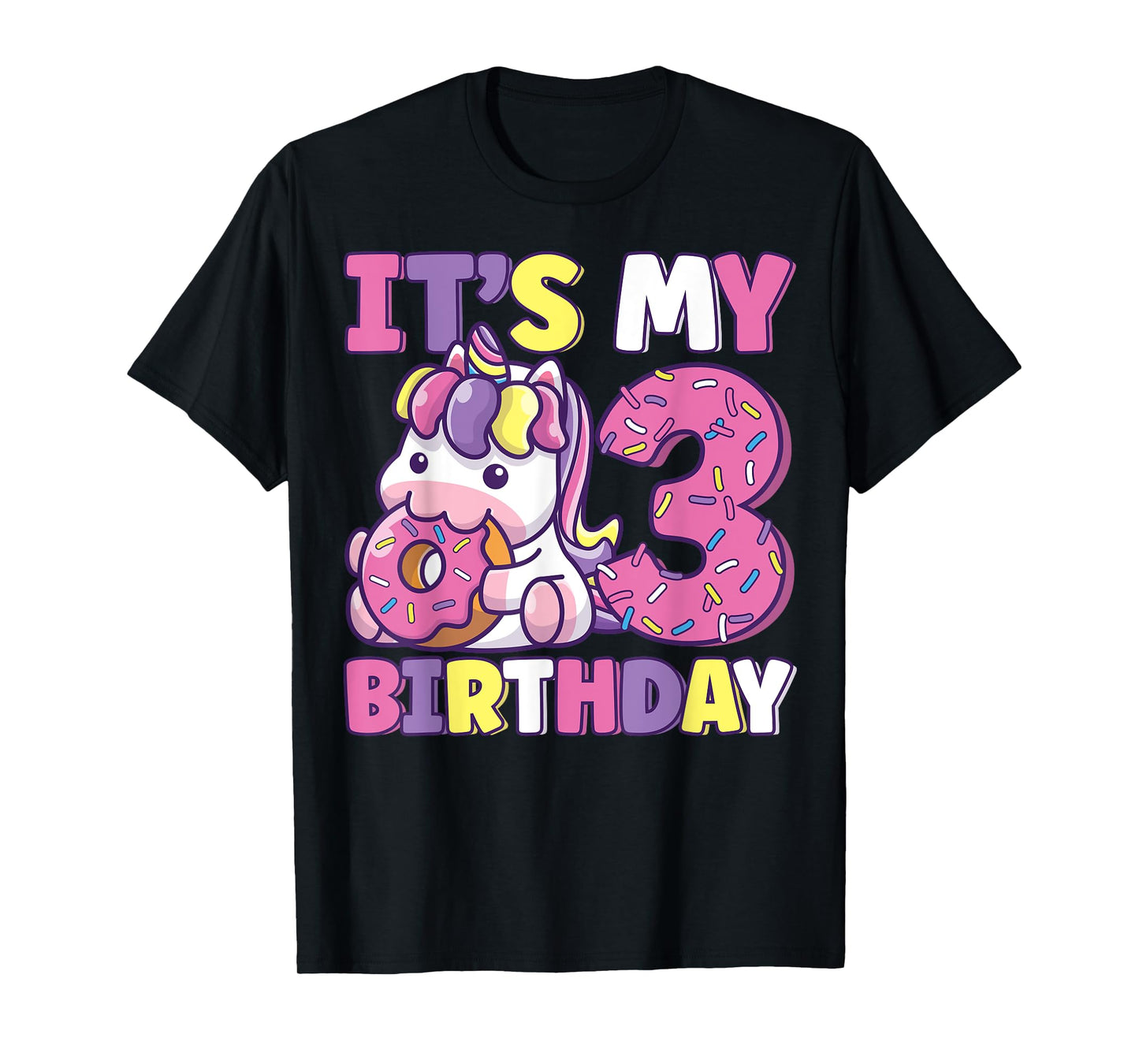 It's My 3rd Birthday Party Cute Girls Donut Birthday Unicorn T-Shirt