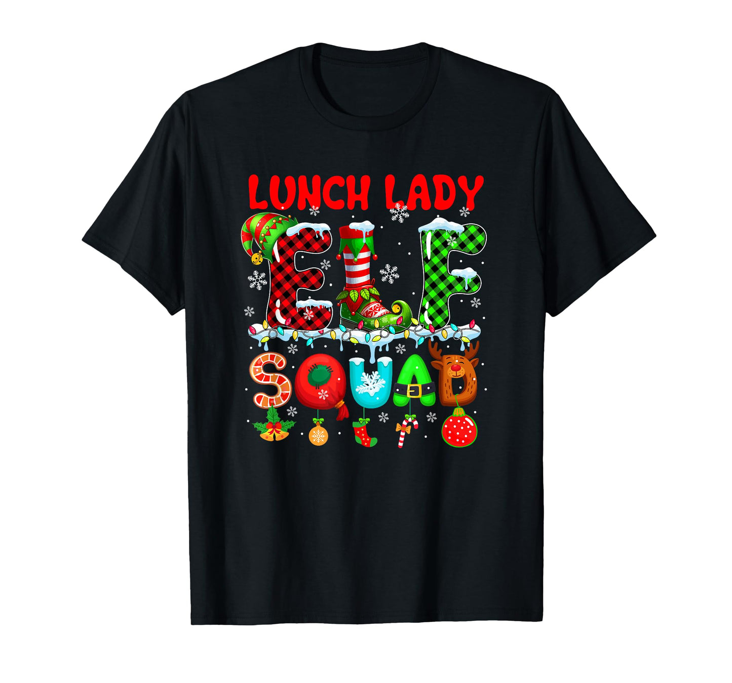Lunch Lady Elf Squad Christmas Colorful Funny Job Team T-Shirt