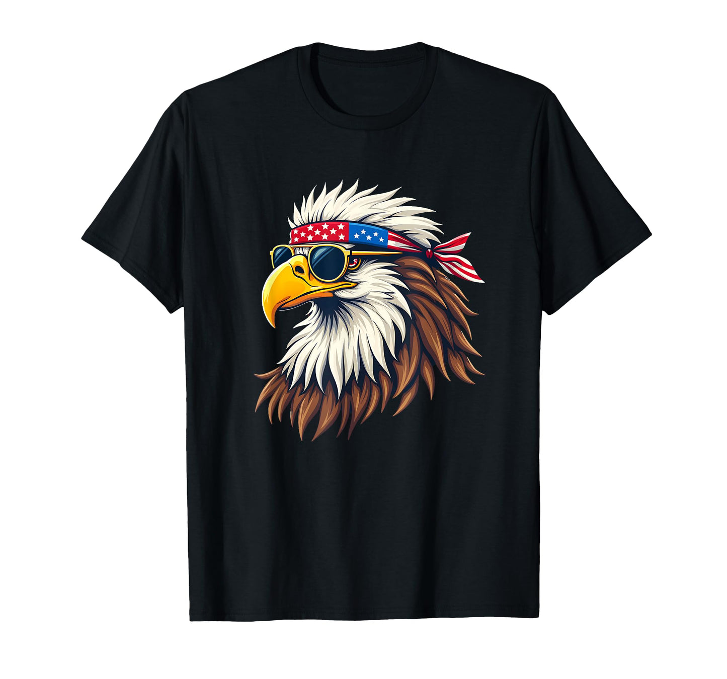 Patriotic Eagle Graphic - Retro American Flag Design T-Shirt