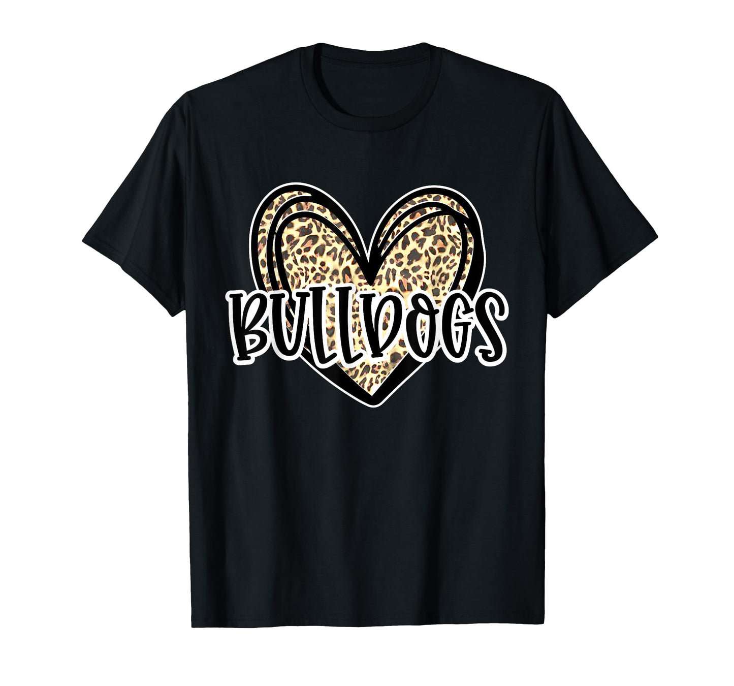 Bulldogs Mascot Leopard Cheetah Heart Fall Football Sport T-Shirt