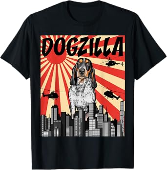 Funny Retro Japanese Dogzilla Bluetick Coonhound T-Shirt