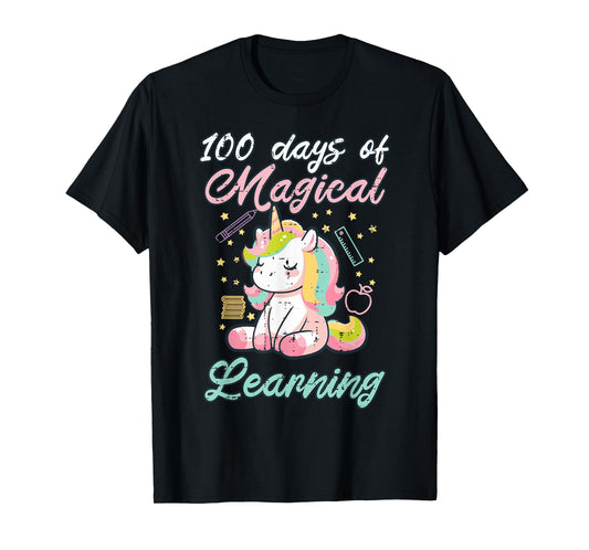 100 Days Magical Learning Unicorn 100th Day Girls Kids Women T-Shirt