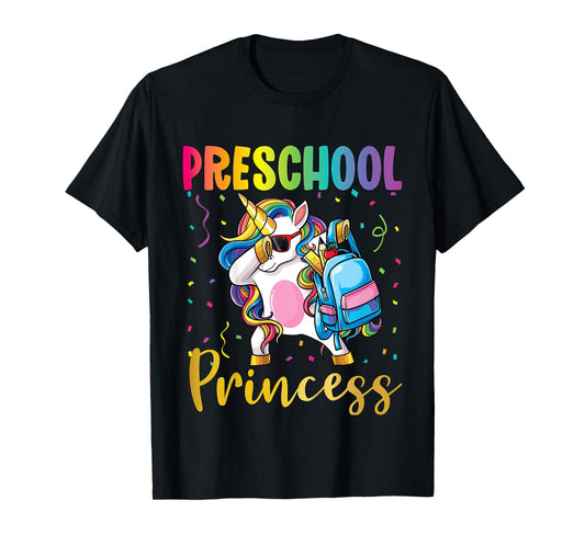 First Day of Preschool Pre-K Toddler School Princess Unicorn T-Shirt