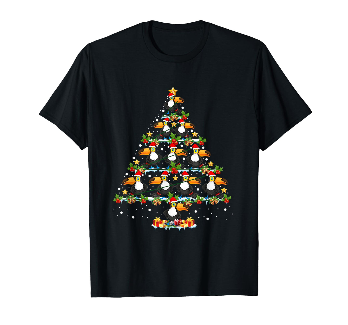 Toucan Bird Lover Xmas Tree Santa Hat Toucan Christmas Tree T-Shirt