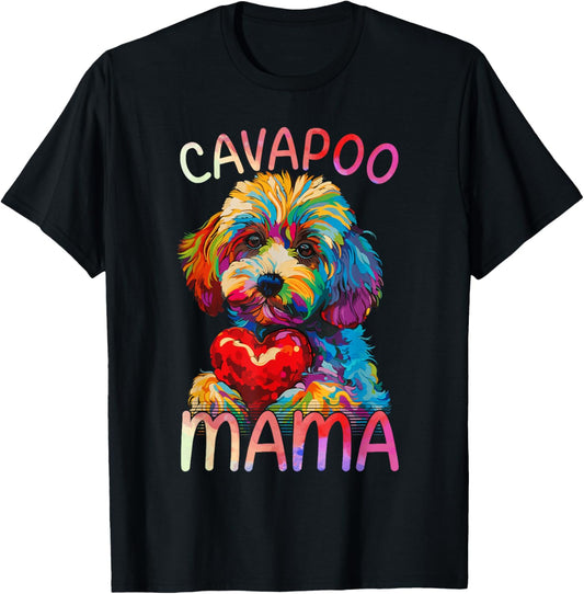 Cavapoo Lover Mama Heart Pop Art Womens Cavapoo Mom T-Shirt