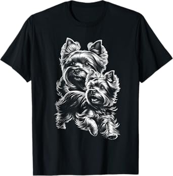 Super Cute Yorkshire Terrier Dog in Chic Drawing Style Men Women Kids T-Shirt
