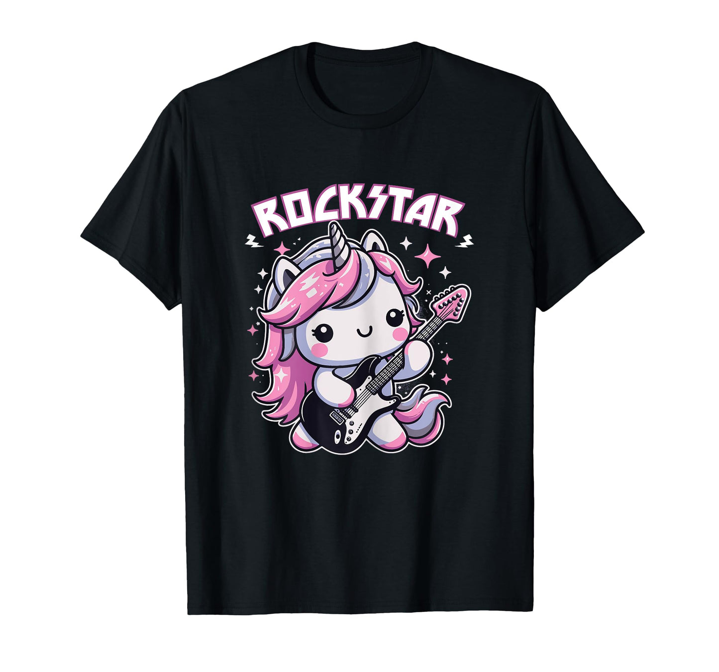 Rockstar Unicorn Playing Guitar Guitarist Kids Girls T-Shirt