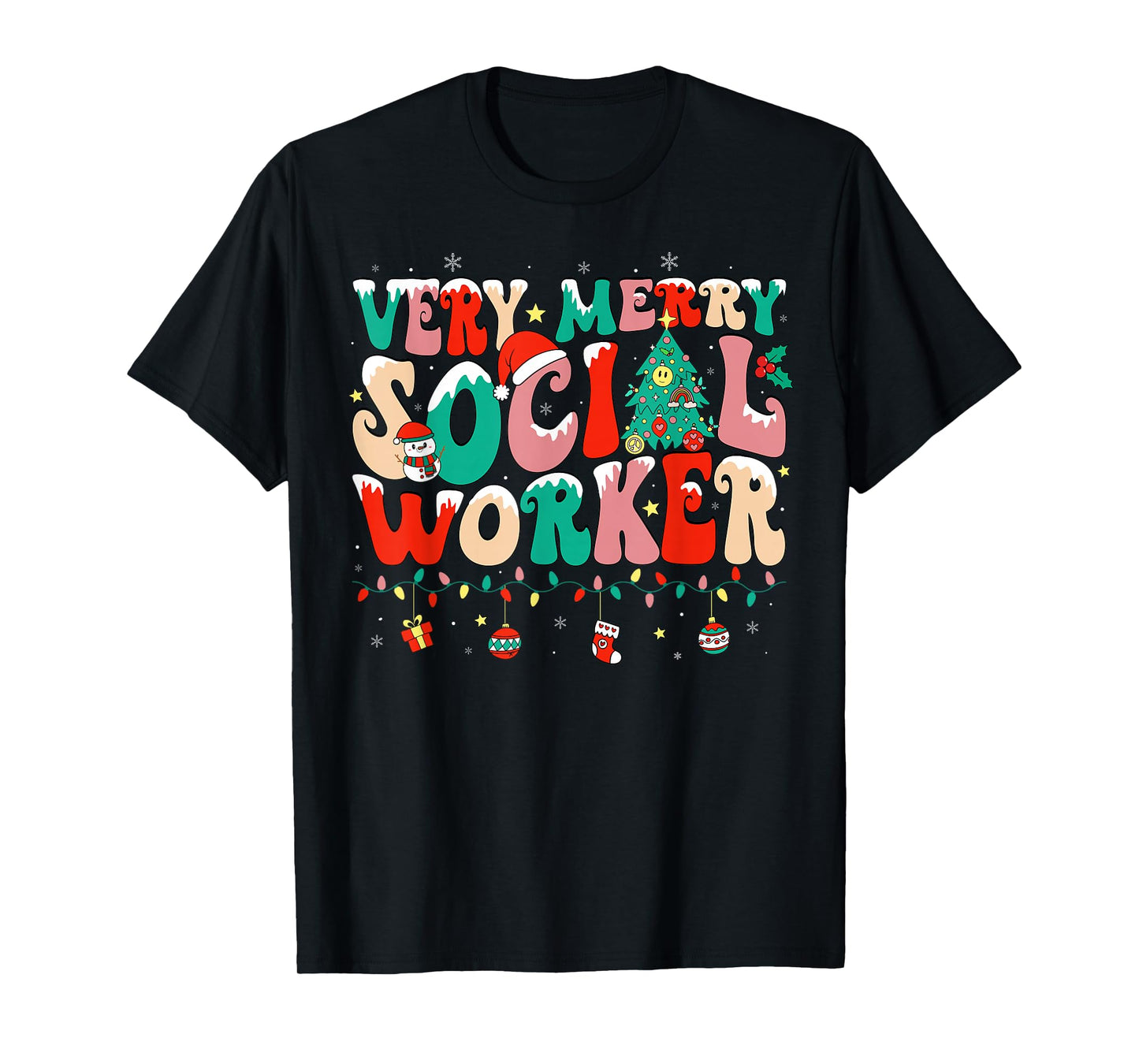 Very Merry Social Worker Xmas Cool Christmas Social Worker T-Shirt