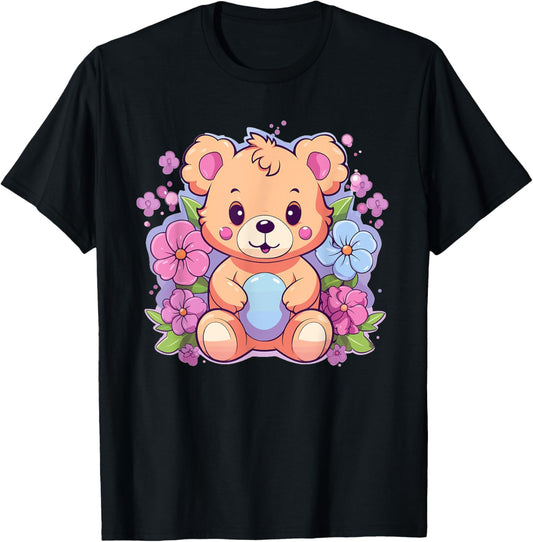 Cute Teddy Bear With Flowers I Teddy Bear T-Shirt