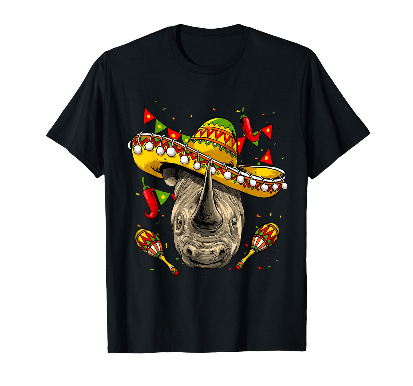 Cinco de Mayo Poncho Rhinoceros Sombrero Mexican Rhino Lover T-Shirt