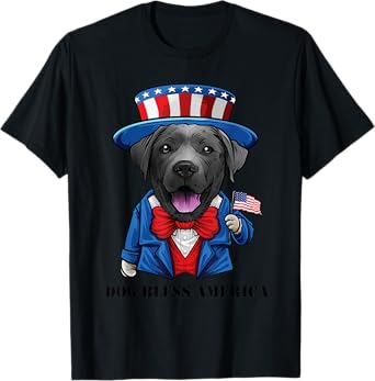 Funny 4th of July Black Lab Dog, Labrador Retriever T-Shirt for Women Men