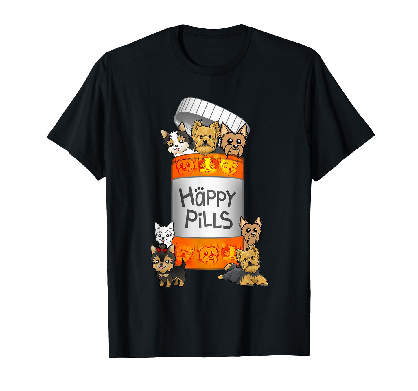 Yorkie Happy Pills T-shirt T-Shirt