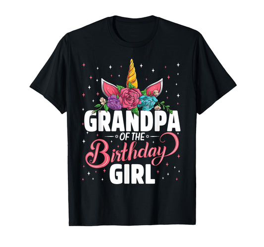 Grandpa Of The Birthday Girl Unicorn Girls Family Matching T-Shirt