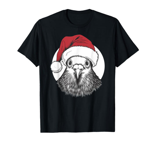 Joyful Pigeon Santa on Pigeon Christmas T-Shirt