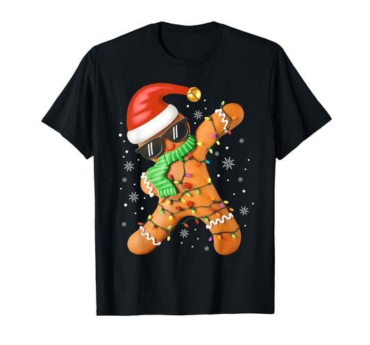 Funny Christmas Boys Kids Dabbing Gingerbread Xmas Pajamas T-Shirt
