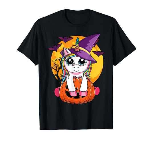 Cute Halloween Girls Kids Witchy Unicorn Halloween T-Shirt