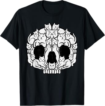Skull Cats Kitten Kitty Skeleton Halloween Men Women Kids T-Shirt