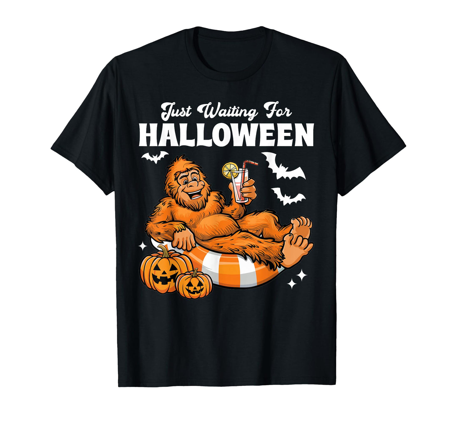 Just Waiting For Halloween Cute Lazy Bigfoot Halloween T-Shirt