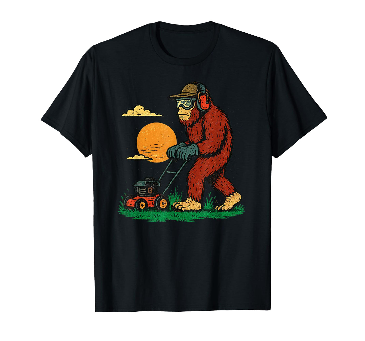 Sasquatch Lawn Mower Vintage Lawn Mower Dad Funny Lawn Mower T-Shirt