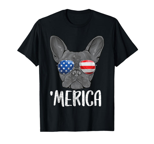 Merica French Bulldog Dog 4th of July American Flag T-Shirt for Women Kids Men
