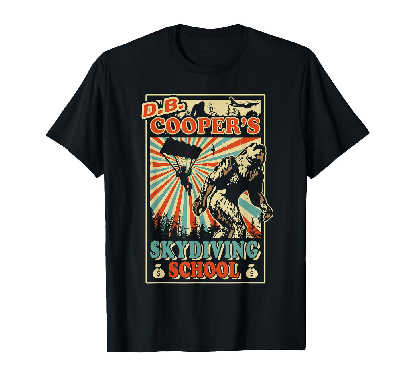 Funny D.B. Cooper's Skydiving School Bigfoot Vintage T-Shirt