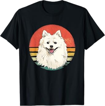 Retro American Eskimo Spitz Dog Animal Face Puppy Dog Lover T-Shirt for Men Women Girls Kids
