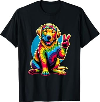Peace Sign Tie Dye Labrador Retriever dog T-Shirt