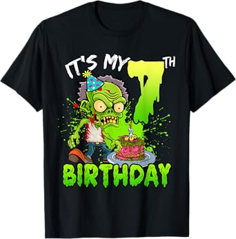 It's My 7th Birthday Zombie Lover 7 Year Old Boys Girls T-Shirt