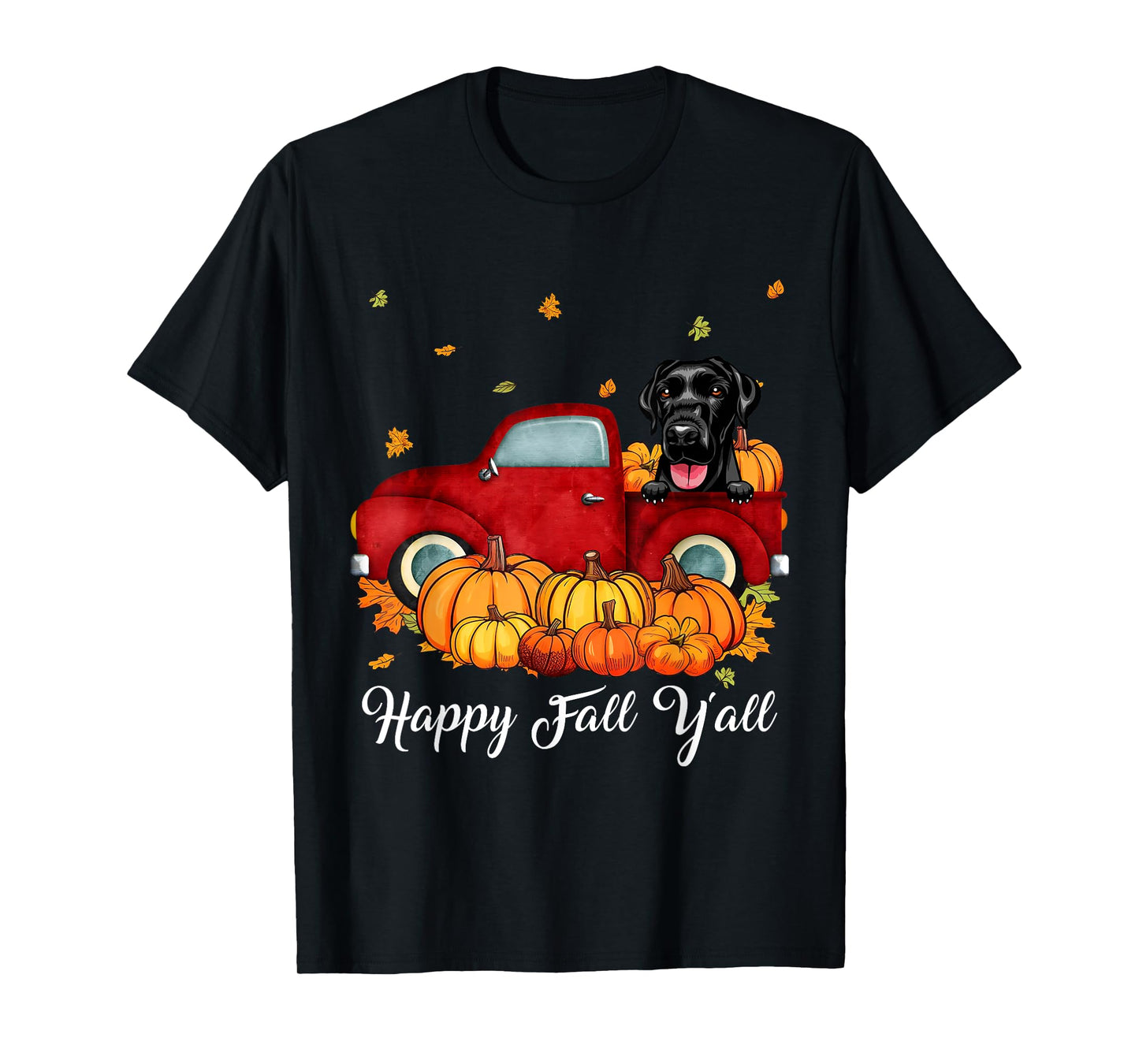 Happy Fall Y'all Labrador Retriever Dog Truck Pumpkin Autumn T-Shirt