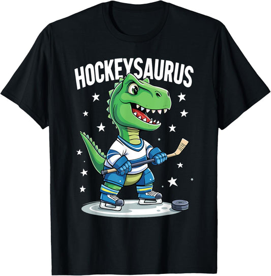 Hockeysaurus Funny Dinosaur Ice Hockey Kids Boys Cute T-Shirt