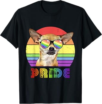 LGBTQ Chihuahua Dog Rainbow Gay Pride T-Shirt for Men Women Kids