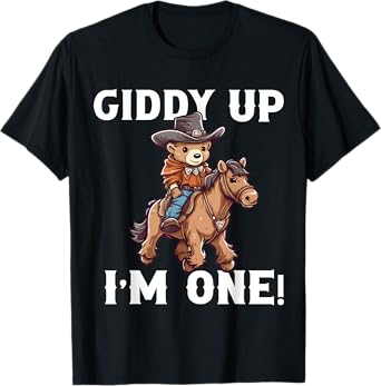 Cowboy 1st Birthday Teddy Bear Western Horse 1 Year Old Boy T-Shirt