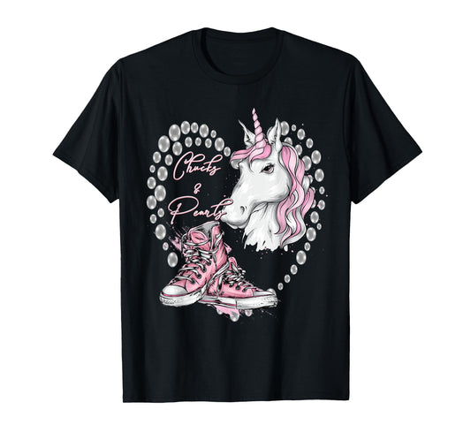 Chucks & Pearls Kamala Harris Inspired Girls Womens Unicorn T-Shirt