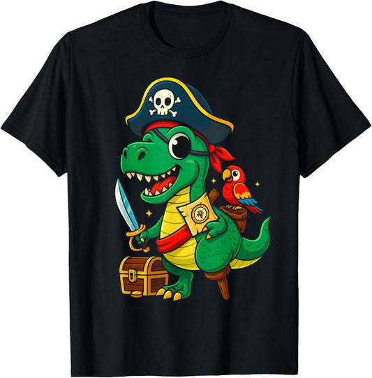 Pirate Dinosaur Funny Tyrannosaurus Halloween T Rex Boys Men T-Shirt
