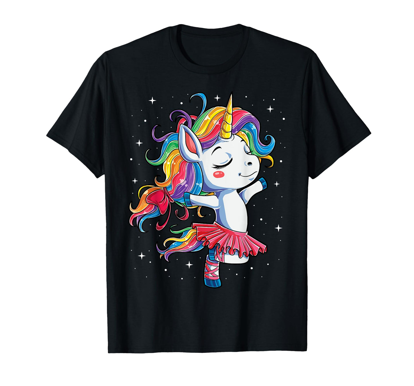Ballet Dancer Unicorn Girls Women Rainbow Ballerina Color T-Shirt
