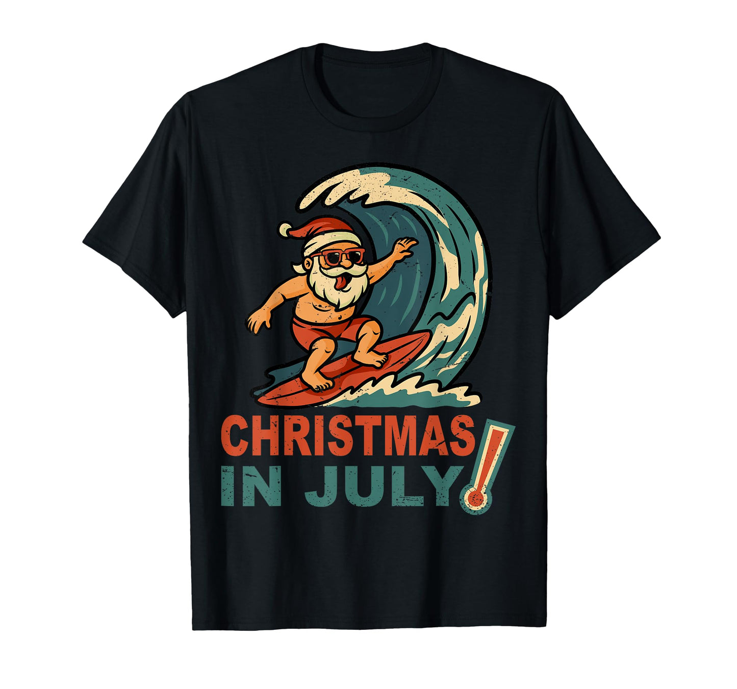 Christmas In July Santa Surfing Summer Hawaiian Christmas T-Shirt
