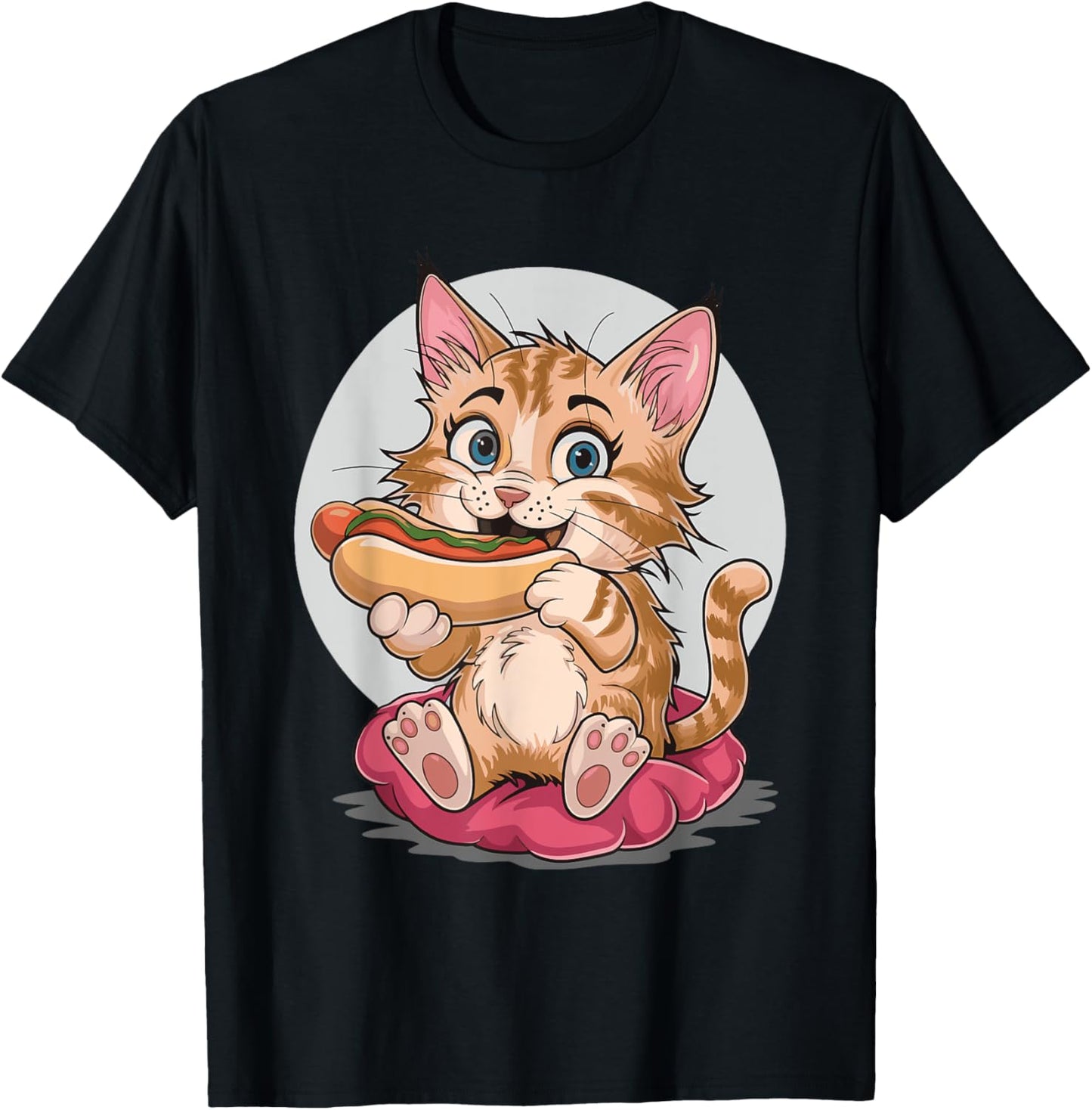 Cat Eating Hot Dog T-Shirt