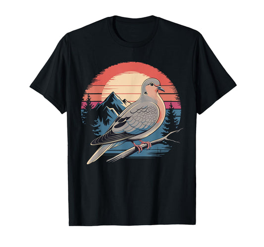 Mourning Dove Bird Lover Vintage Retro Sunset Bird Watching T-Shirt