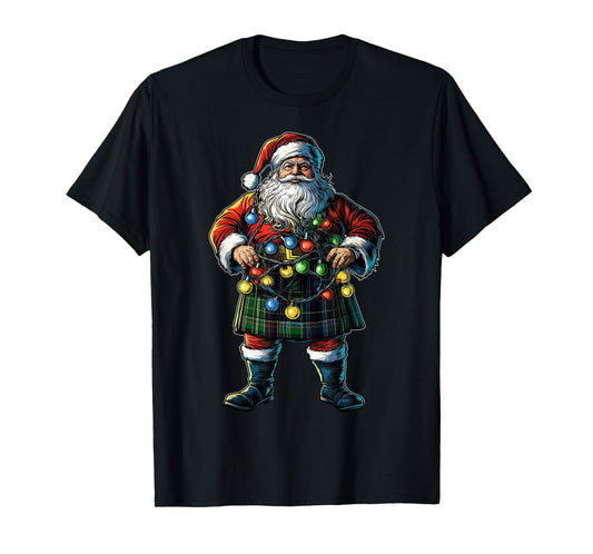 Santa Claus Scottish Kilt Scotland Christmas Hat Xmas T-Shirt