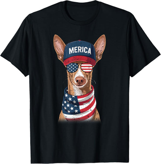 Podenco 4th of July US American Flag Dog Patriotic T-Shirt