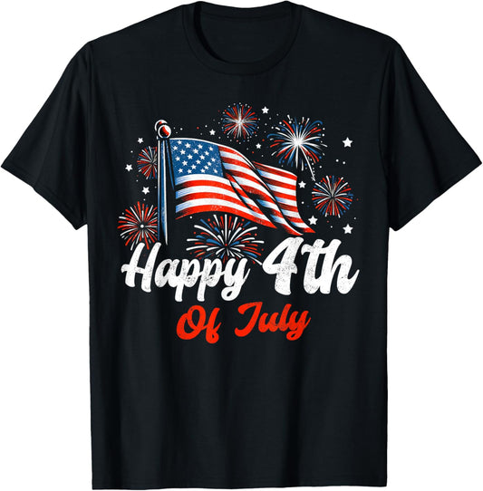 Happy 4th of July American Flag Patriotic Men Women USA T-Shirt