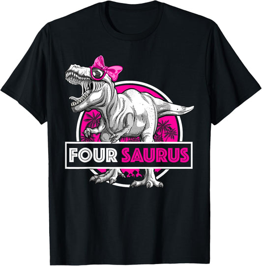 I'm Four Saurus 4 Yrs Old T-Rex for Girls 4th Birthday Gift T-Shirt